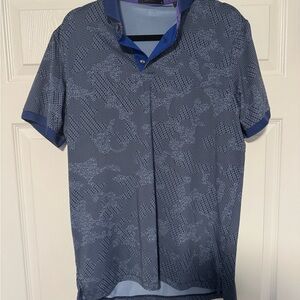 Men's Greyson Blue Patterned Polo Shirt